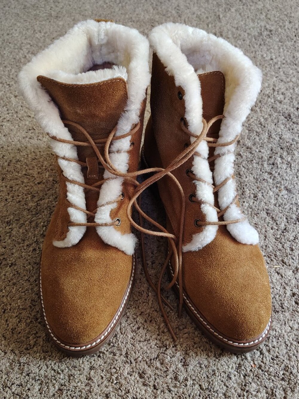 Madewell The Clair Lace-Up Boots in Shearling-Lined Suede Size 9.5